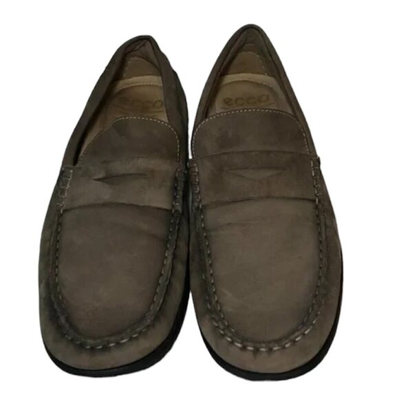 ECCO Leather Loafer Men's Size 12 Brown Italian Classic Driving Penny Moccasin - Picture 1 of 13